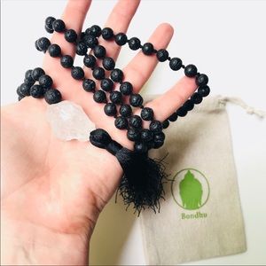 AROMATHERAPY  black LAVA stone necklace